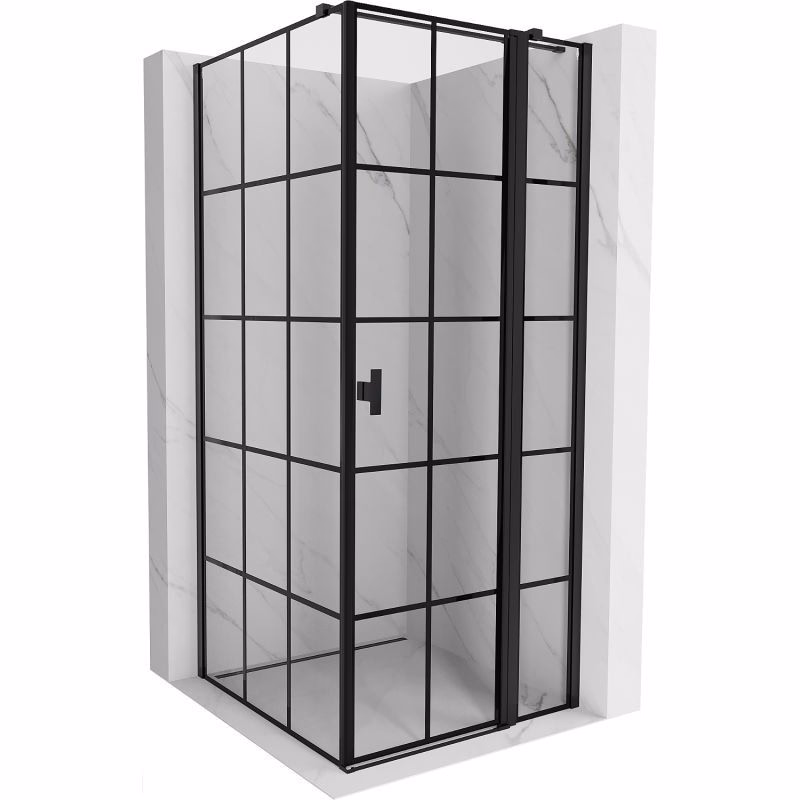 MEXEN/S - Mist T sprchovací kút dvere krídlové pravá 70 x 70, čierna dekor, čierna 8A4T-070-070-70-77-P