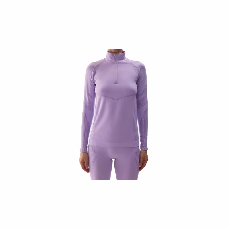Dámska zateplená lyžiarska mikina s 1 2 zipsom 4F SEAMLESS UNDERWEAR-WAW24USEAF160-52S-LIGHT VIOLET