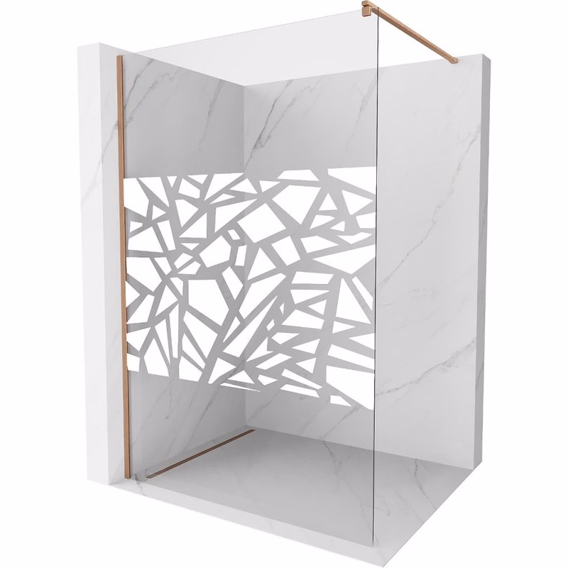 MEXEN/S - Kioto Sprchová zástena Walk-in 110 x 200, biely vzor 8 mm, meď kartáčovaná 800-110-101-65-85