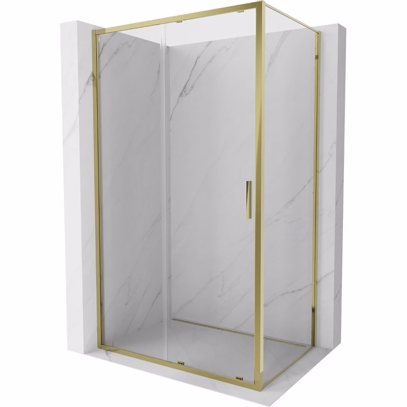 MEXEN/S - Exo sprchovací kút, posuvné dvere 145 x 75, transparent, zlato 8151-145-075-50-00