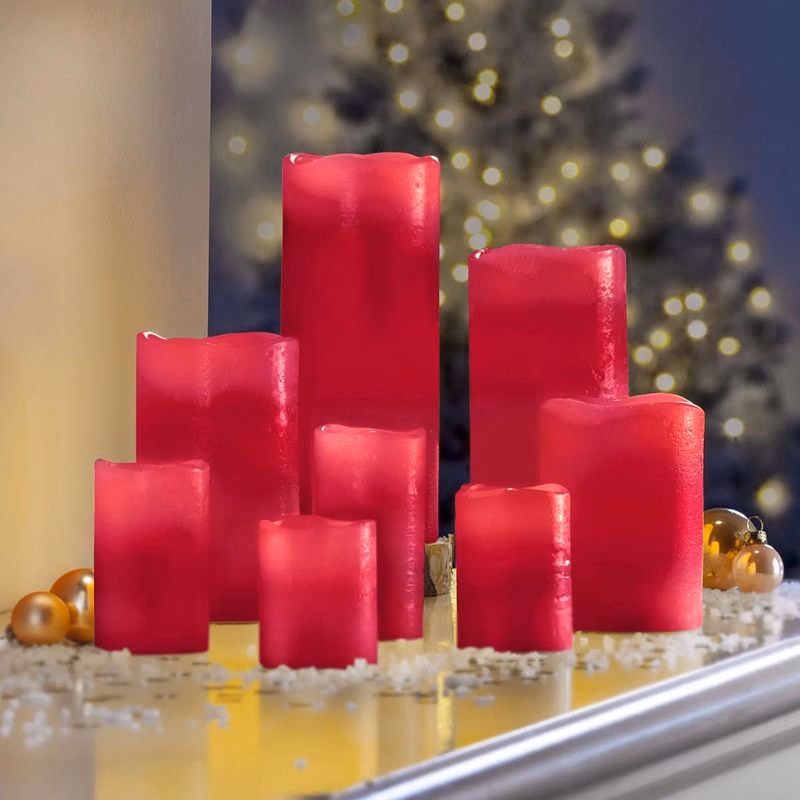 LED voskové sviečky Viva Magenta, súprava 8 ks