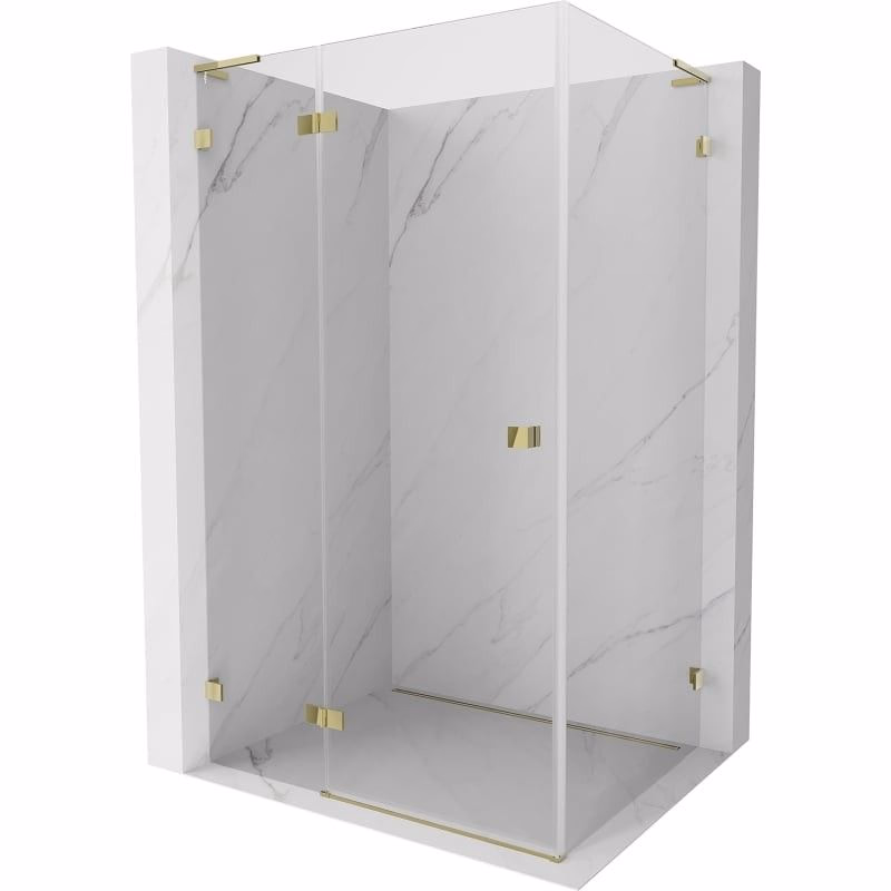MEXEN/S - Lunar L sprchový kút dvere krídlové ľavá 100 x 80, transparent, zlato 834L-100-080-50-00-L