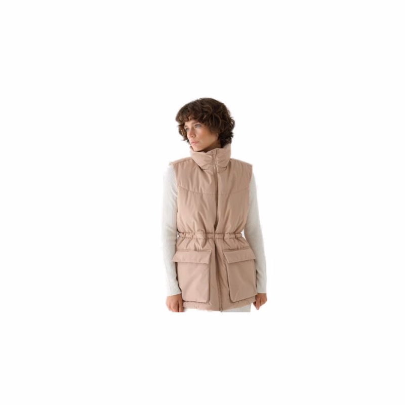 Dámska vesta 4F VEST JACKET-WAW24TVJAF135-83S-BEIGE