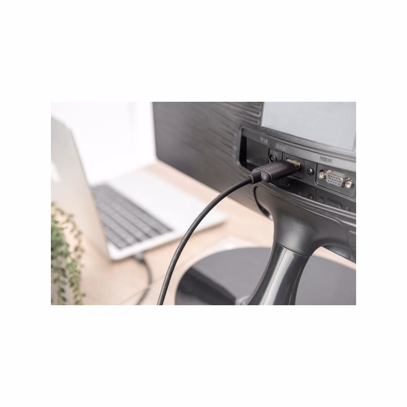 Digitus USB-C - HDMI káblový adaptér, 1,8 m 4K/30 Hz, čierny, kovový kryt
