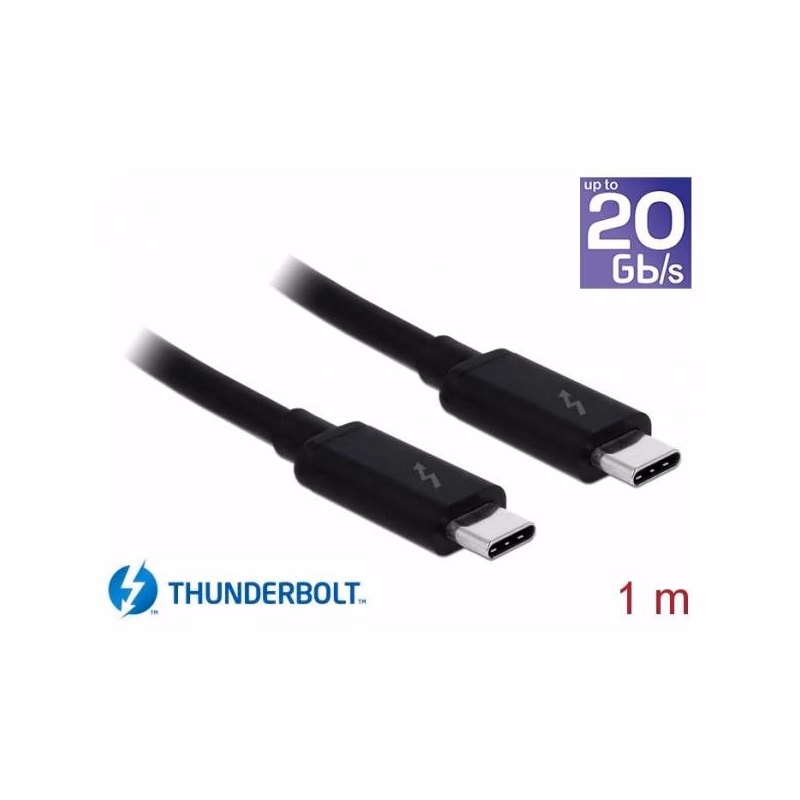 Delock Thunderbolt™ 3 (20 Gb/s) USB-C™ kábel samec > samec pasívny 1,0 m 5 A čierny