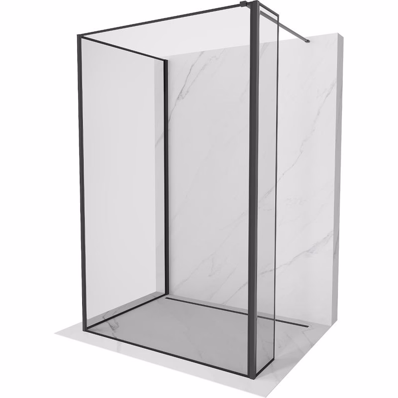 MEXEN/S - Kioto Sprchová zástena WALK-IN 110 x 100 x 30, čierny vzor, čierna 800-110-100-221-70-70-030
