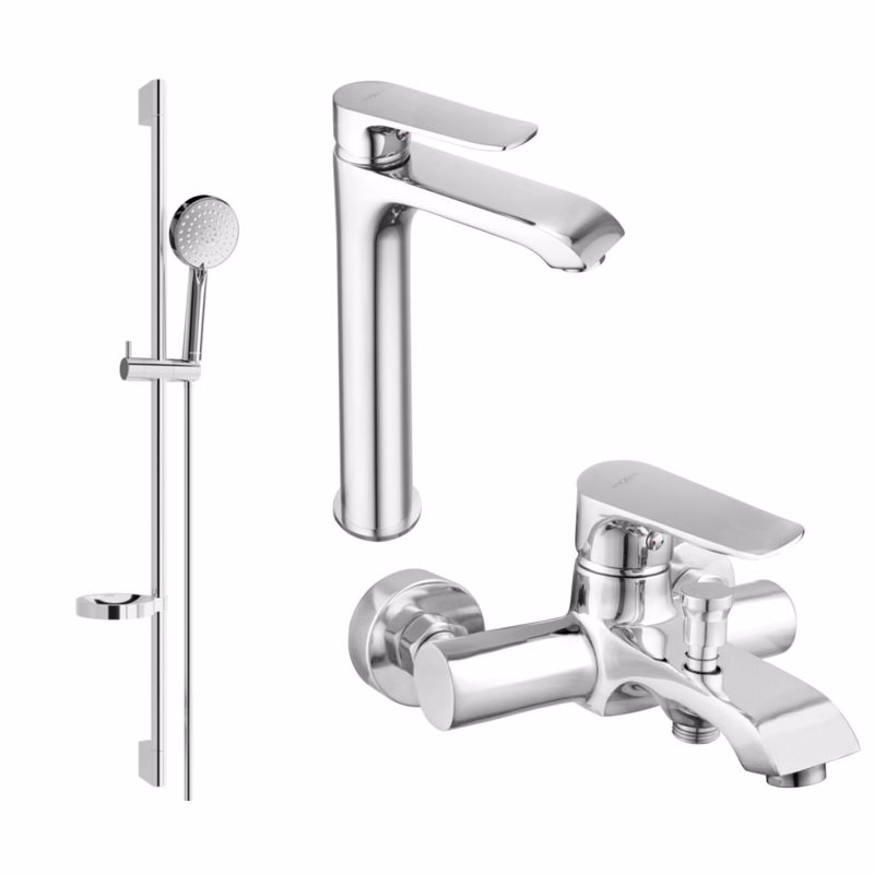 MEXEN/S - Pecos DS75 Set umývadlové a vaňové batérie s príslušenstvom, chróm 72713DS75-00