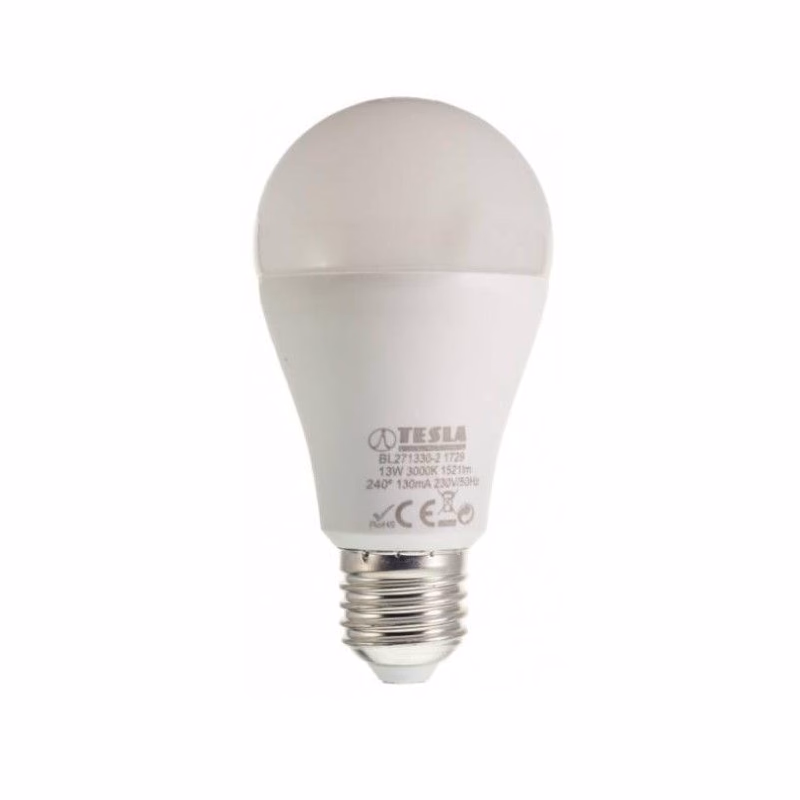TESLA - LED BL271330-2, žiarovka BULB E27, 13W, 1521 lm - efektivita 117 lm/W