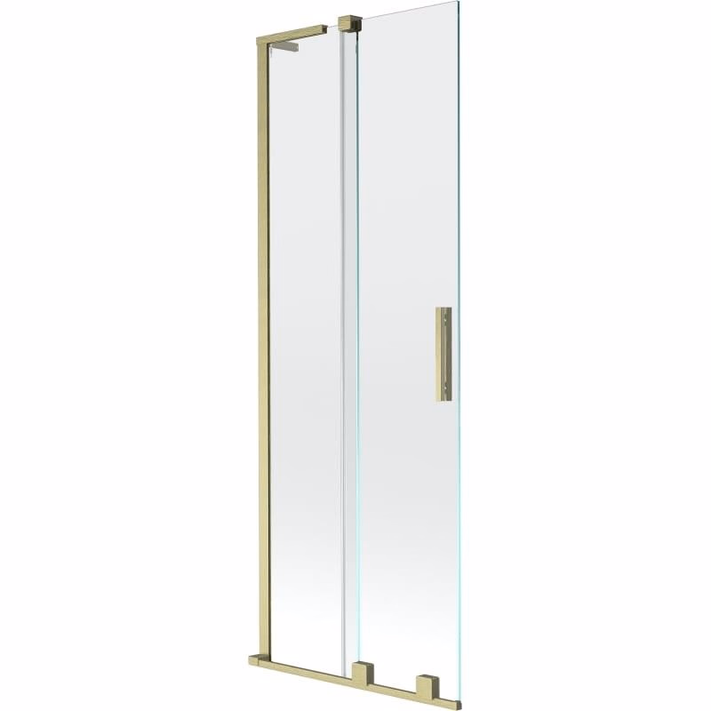 MEXEN/S - Velar L dvojkrídlová posuvná vaňová zástena 70 x 150, transparent, zlatá kartáčovaná 896-070-003-01-55