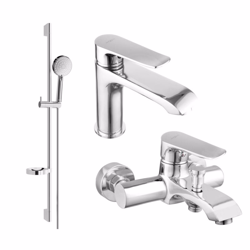 MEXEN/S - Pecos DS75 Set umývadlové a vaňové batérie s príslušenstvom, chróm 72703DS75-00