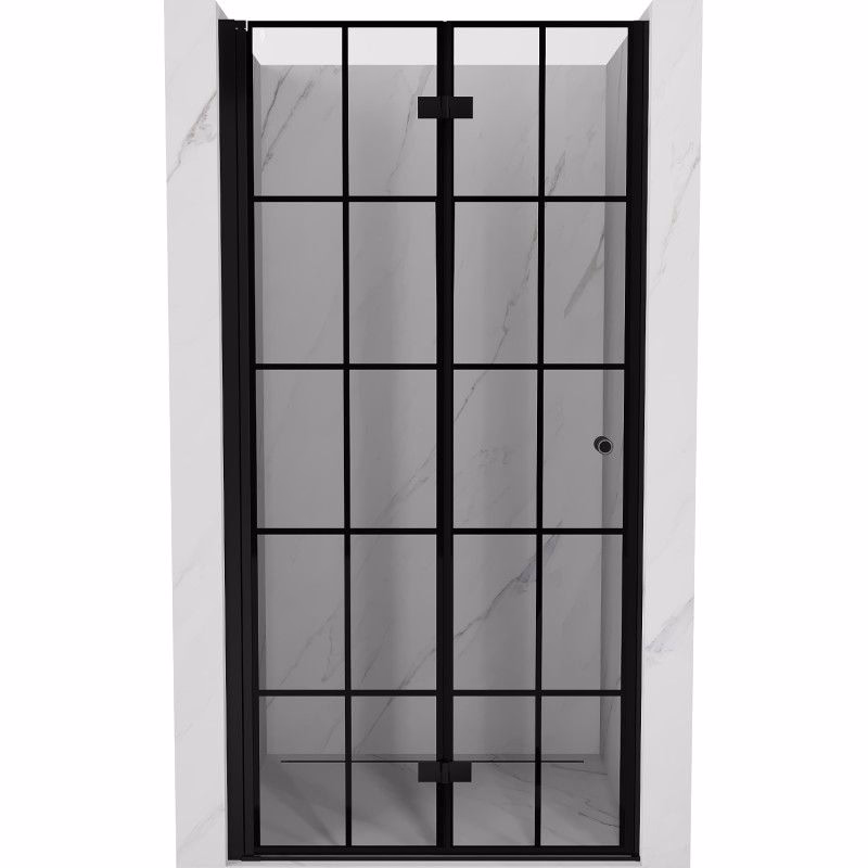 MEXEN - MIST dverná časť zalamovacia 60x200 cm 6mm čierna, dekor, ľavé 8A6-060-000-70-77-L