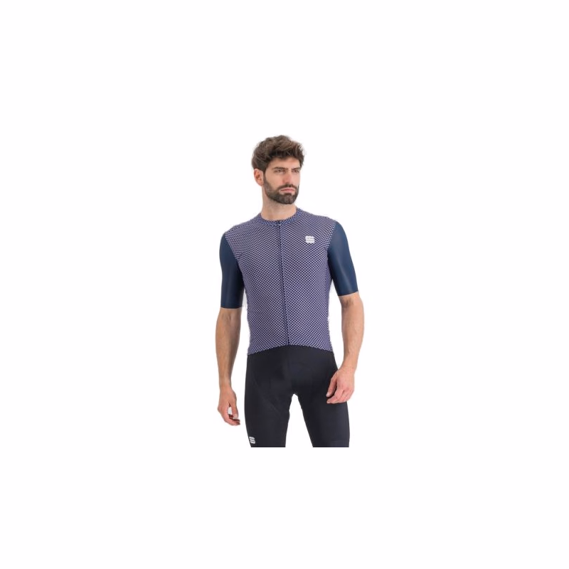 Pánsky cyklistický dres s krátkym rukávom SPORTFUL Checkmate jersey, galaxy blue chalck violet