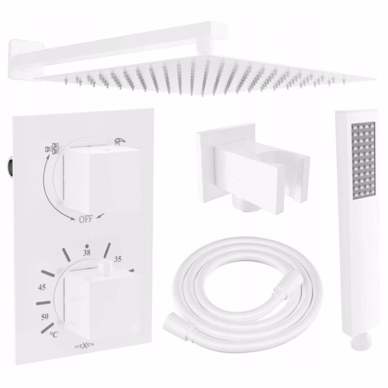 MEXEN/S MEXEN/S - Cube DR02 podomietkový sprchový SET + slim sprcha 25, biela 77502DR0225-20