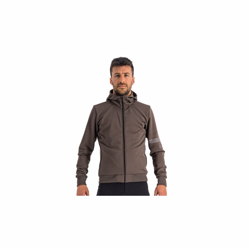 Pánska cyklistická bunda s kapucňou SPORTFUL Giara hoodie, cacao