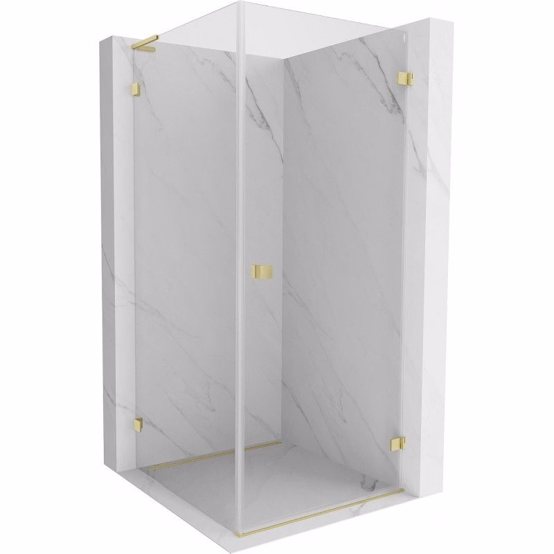 MEXEN/S - Lunar-B L sprchový kút dvere krídlové pravá 70 x 70, transparent, zlato kartáčovaná 832L-070-070-55-00-P