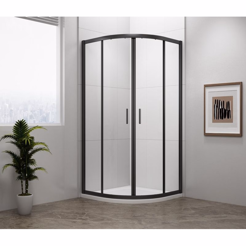 POLYSAN - EASY BLACK štvrťkruhová sprchová zástena 800x800, L/R, číre sklo EL2515B