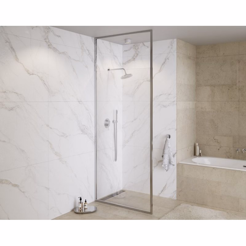 BESCO - Walk-in sprchovací kút ICON CHROM - Farba rámu - Chróm / Leštený hliník (ALU), Rozmer A - 120, Rozmer C - 200, Výplň - Číre bezpečnostné sklo - 8 mm BCICON12CC