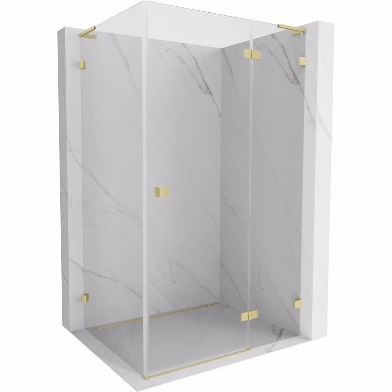 MEXEN/S - Lunar L sprchový kút dvere krídlové pravá 100 x 70, transparent, zlato kartáčovaná 834L-100-070-55-00-P
