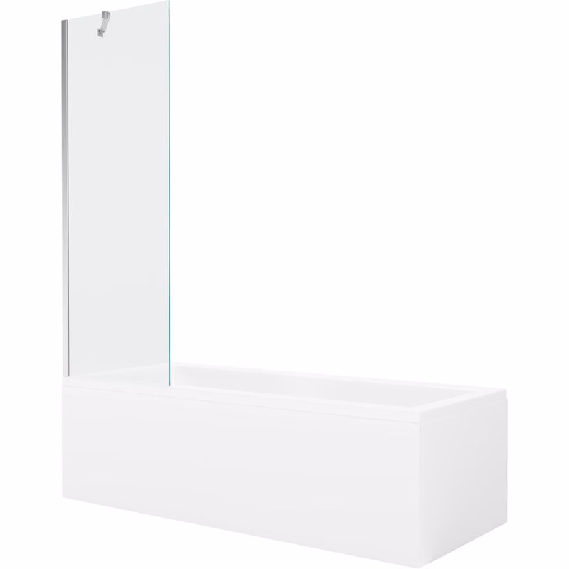 MEXEN/S - Cubik obdĺžniková vaňa 150 x 70 cm s panelom + vaňová zástena 60, transparent, chróm 550315070X9506000001