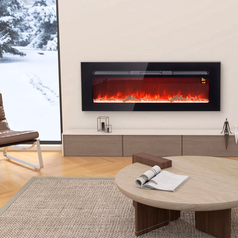 Elektrický krb s diaľkovým ovládaním, 1800 W, čierny