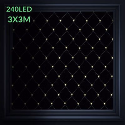 Vianočná led svetelná sieť vonkajšia - 240led - 3x3 m teplá biela
