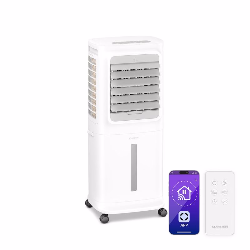 Klarstein Breezcube inteligentný ochladzovač vzduchu s vodným chladením | 340 m³/h | 10 l | 30 m² | 3 režimy | 50 W