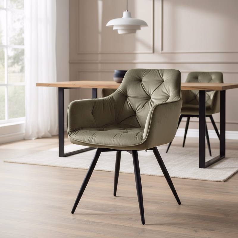 Signal Jedálenská stolička MANGO VELVET | olivová