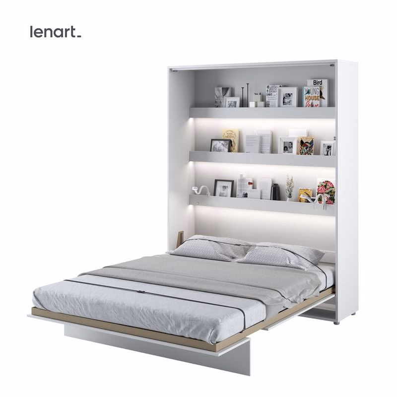 Dig-net nábytok Sklápacia posteľ Lenart BED CONCEPT BC-12p biely lesk | 160 x 200 cm