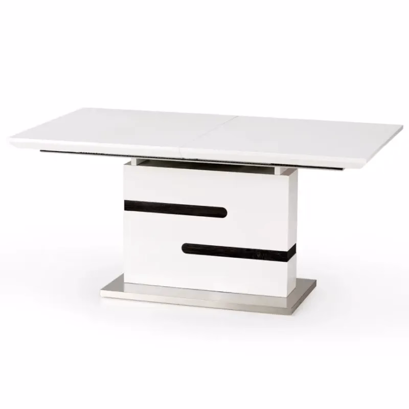 Rozkladací stôl Monaco 160/220x90cm Mdf/Oceľ – Biely/Popolavý