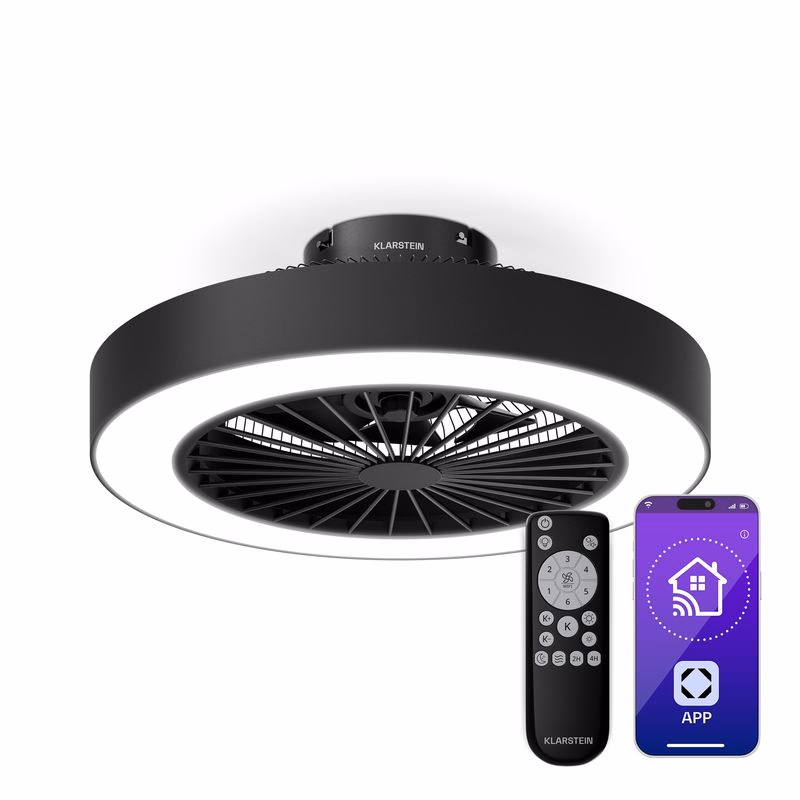 Klarstein ZenBreeze inteligentný stropný ventilátor so svetlom | 48 cm | 16 W | Tichý | LED | Akryl