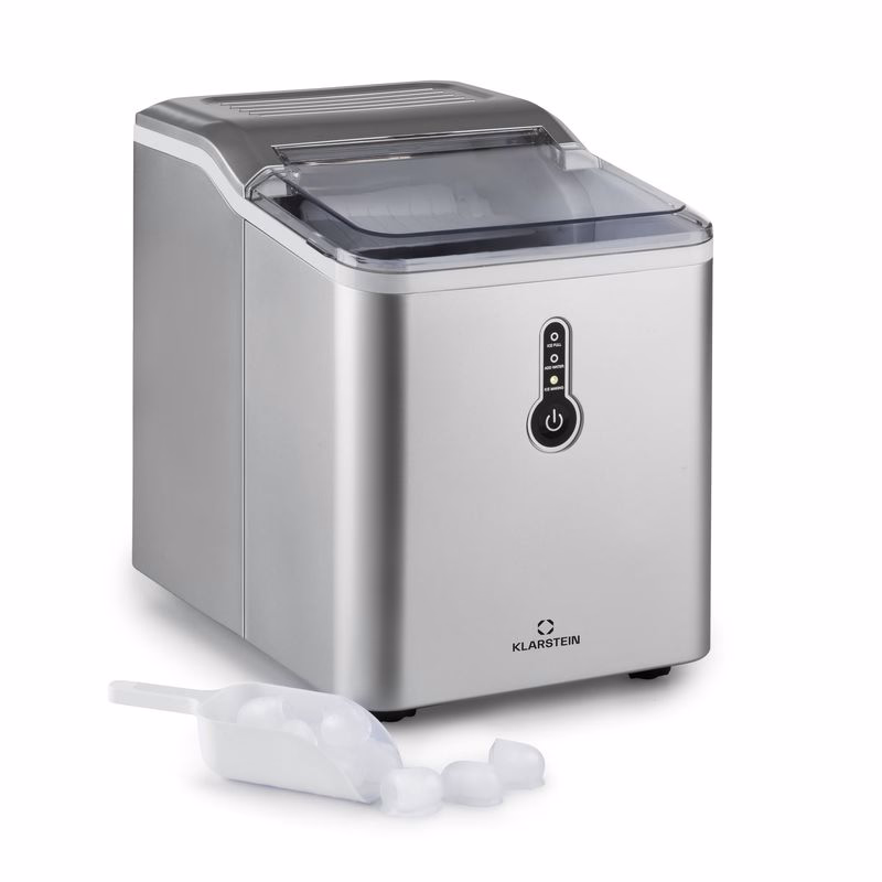 Klarstein Chillout, výrobník ľadu, oblé kúsky ľadu, 12 kg/24 h, nádrž 1,5 l, strieborný