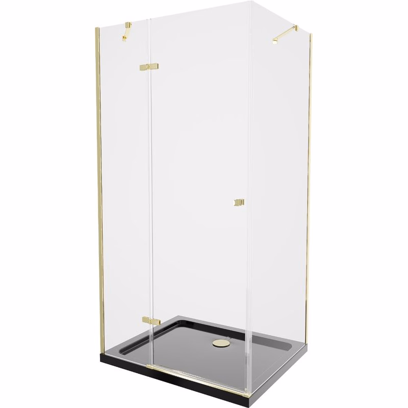 MEXEN/S - Roma sprchovací kút 100x80, transparent, zlatá + čierna vanička so sifónom 854-100-080-50-00-4070G