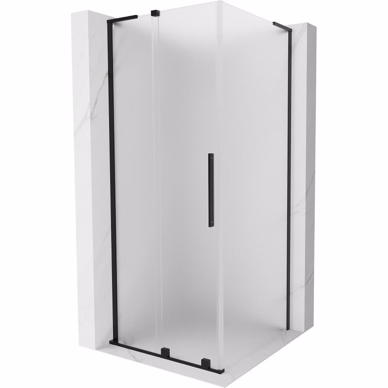 MEXEN/S - Velar L sprchovací kút, posuvné dvere 100 x 100, dekor, čierna 871-100-100-33-70