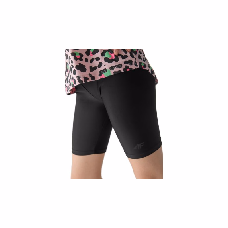 Dievčenské kraťasy 4F JUNIOR TIGHTS-4FJWSS24TTIGF133-20S-DEEP BLACK