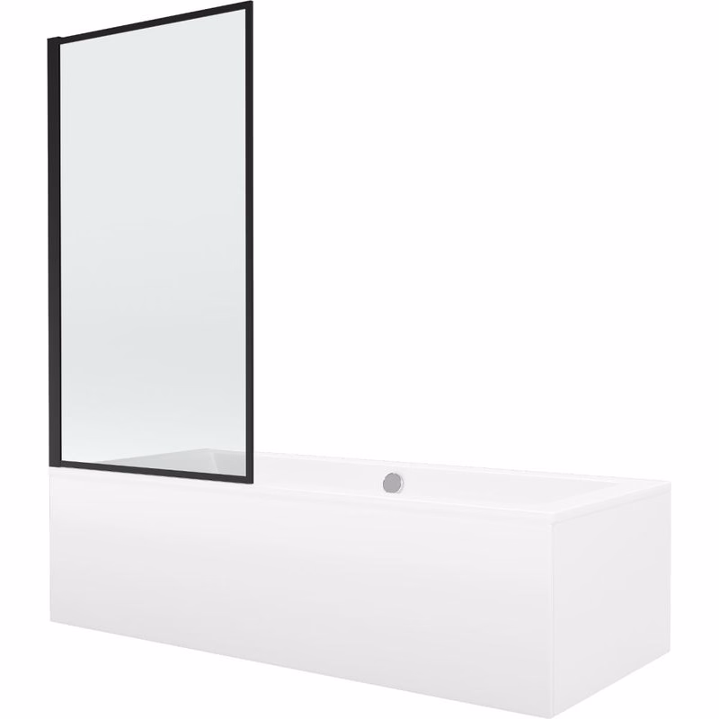 MEXEN/S - Cube obdĺžniková vaňa 170 x 80 cm s panelom + vaňová zástena 70, čierna vzor fix 550517080X9307007070