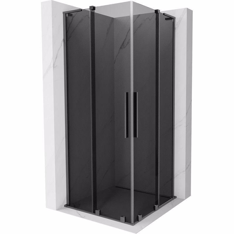 MEXEN/S - Velar L Duo sprchovací kút, posuvné dvere 90 x 90, grafit, grafit metal 871-090-090-02-43-95