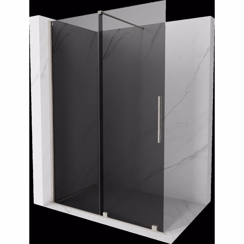 MEXEN/S - Velar Sprchová zástena posuvná Walk-in 130 x 200, grafit 8 mm, nikel kartáčovaná 871-130-000-43-97