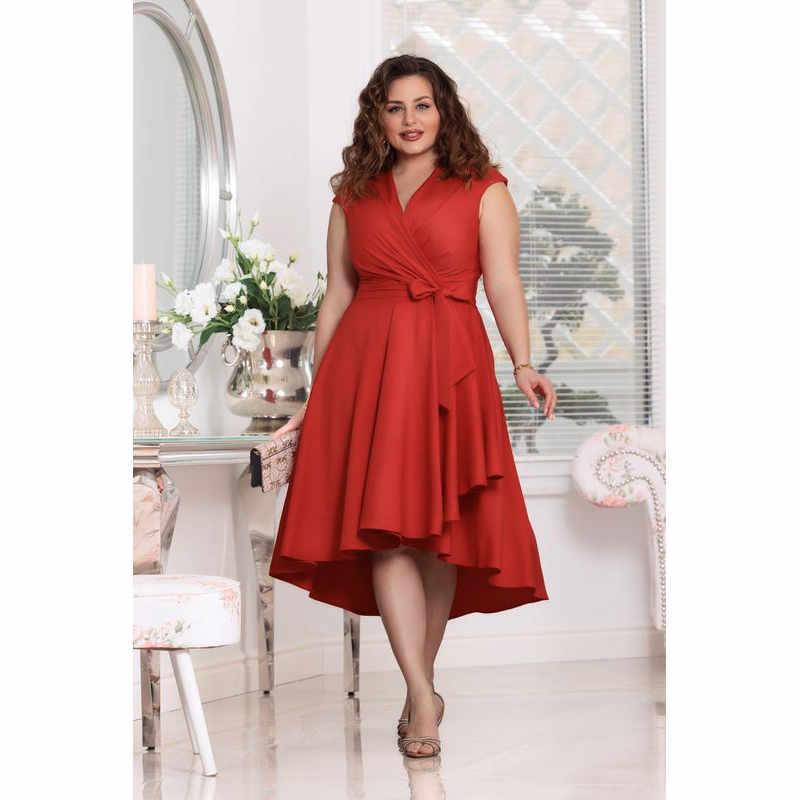 Elizabeth Collection Červené midi šaty s áčkovou sukňou Veľkosť: XL