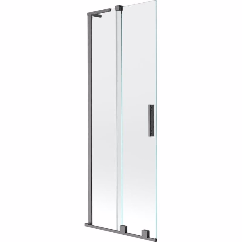 MEXEN/S - Velar L dvojkrídlová posuvná vaňová zástena 75 x 150, transparent, grafit kartáčovaná 896-075-003-01-66