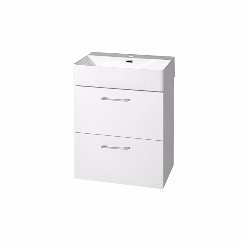 Mereo Leny, kúpeľňová skrinka s keramickým umývadlom 50 cm, biela, nové madlo CN810N