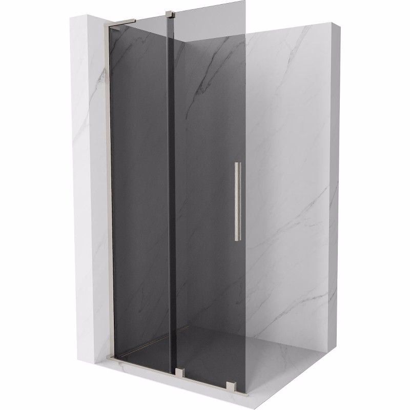 MEXEN/S - Velar L Sprchová zástena posuvná Walk-in 120 x 200, grafit 8 mm, nikel kartáčovaný 871-120-003-43-97