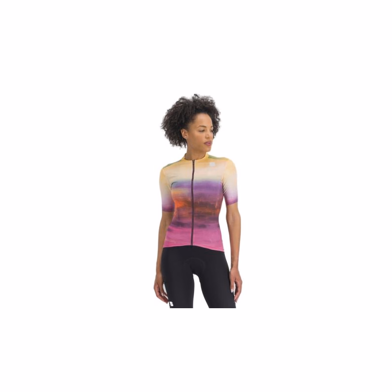 Dámsky cyklistický dres s krátkym rukávom SPORTFUL Flow supergiara w jersey, carmine rose yellow