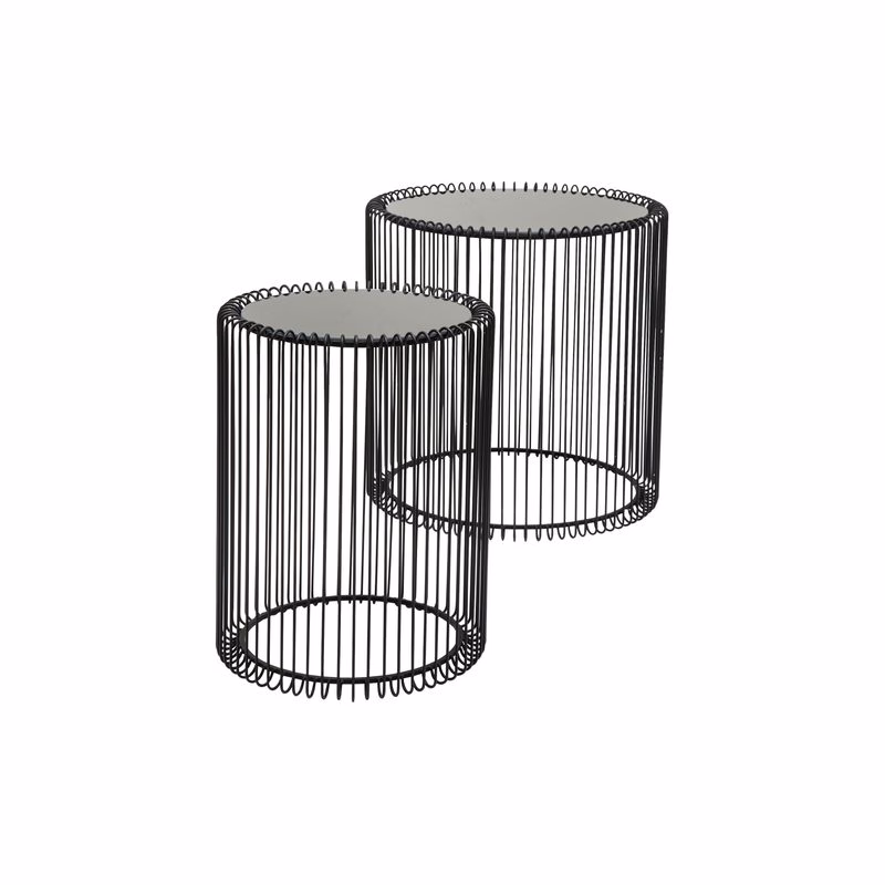 Wire set príručných stolíkov čierny Ø44 cm