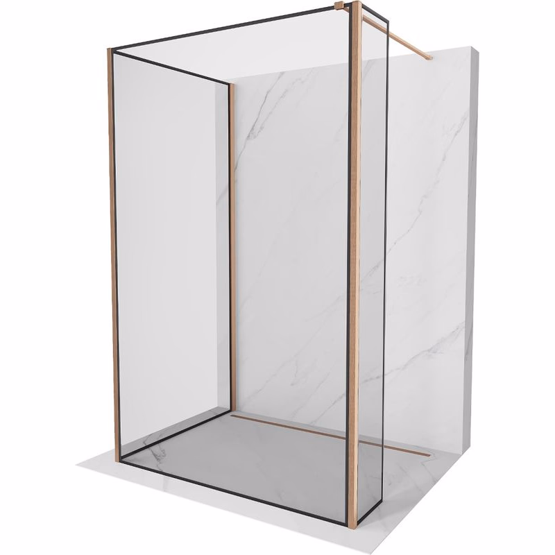 MEXEN/S - Kioto Sprchová zástena WALK-IN 110 x 70 x 30, čierny vzor, meď kartáčovaná 800-110-070-221-65-70-030