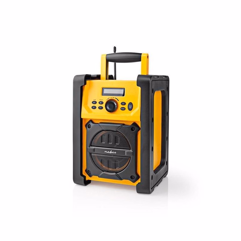Nedis RDFM3100YW - FM Rádio na stavenisko | 15 W | Bluetooth® | IPX5 | Držadlo | Čierna / Žltá