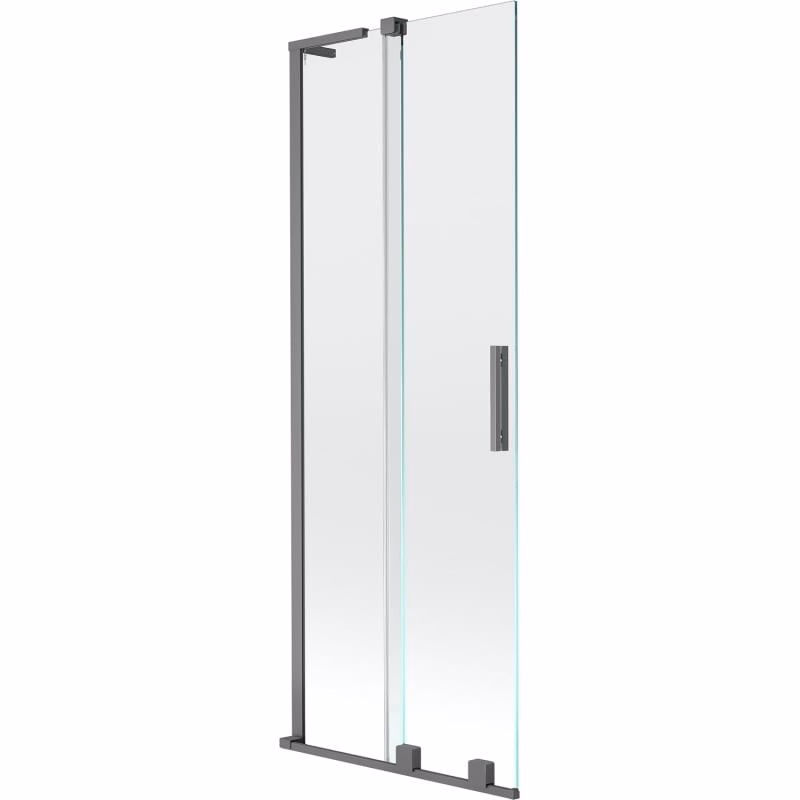 MEXEN/S - Velar L dvojkrídlová posuvná vaňová zástena 75 x 150, transparent, grafit metal 896-075-003-01-95