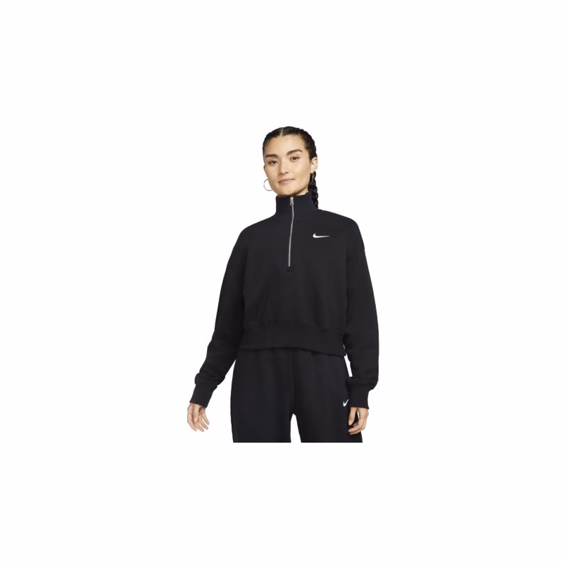 Dámska mikina s 1 2 zipsom NIKE W NSW PHNX FLC QZ CROP BLACK SAIL