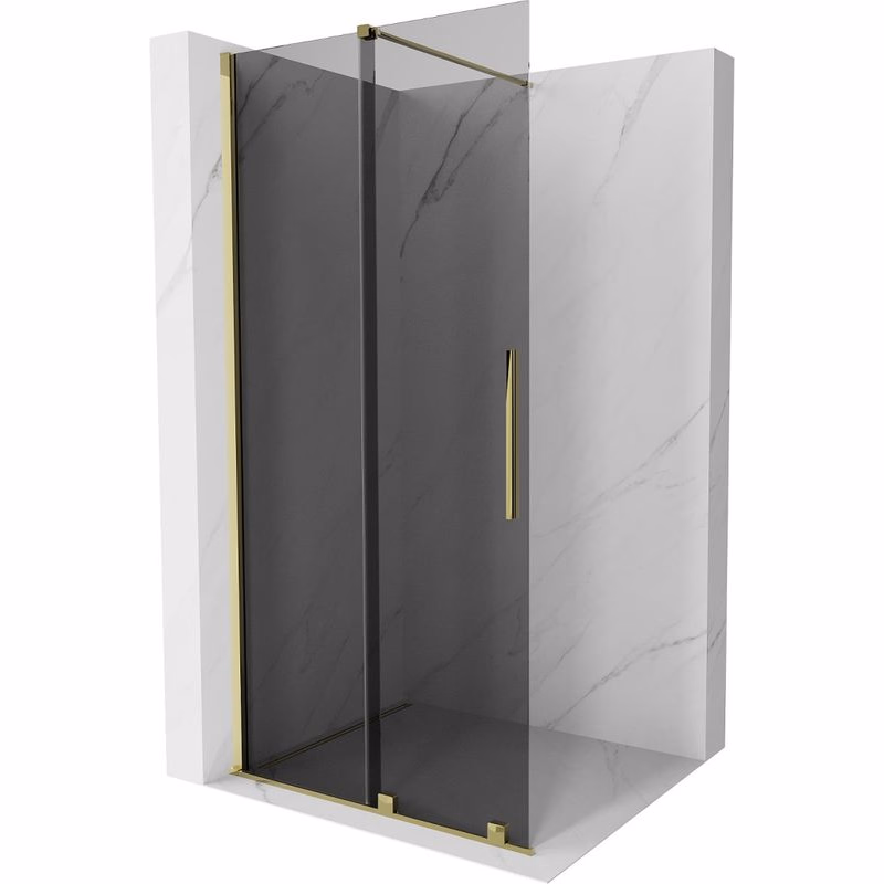 MEXEN/S - Velar Sprchová zástena posuvná Walk-in 85 x 200, grafit 8 mm, zlato 871-085-000-43-50
