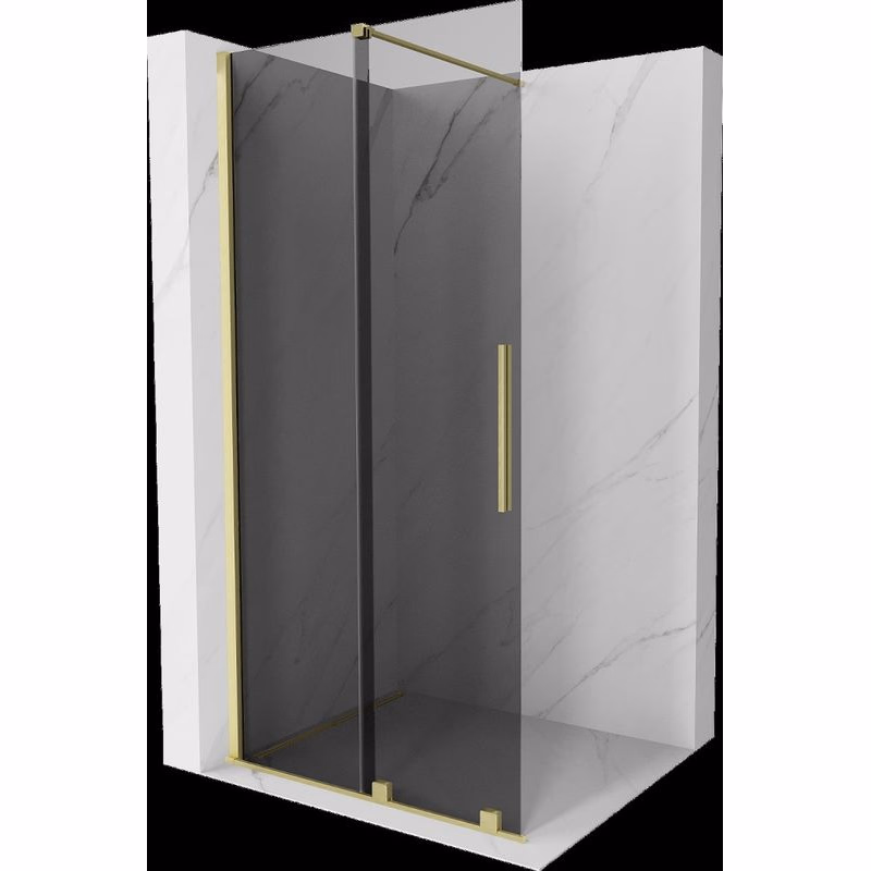 MEXEN/S - Velar Sprchová zástena posuvná Walk-in 80 x 200, grafit 8 mm, zlato kefovaná 871-080-000-43-55