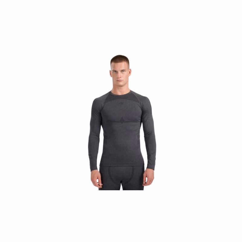 Pánske termo tričko s dlhým rukávom 4F SEAMLESS UNDERWEAR M237-WAW25USEAM237-21M-BLACK MELANGE